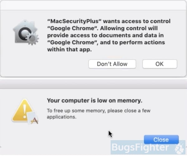 Your computer is low on memory” Mac virus removal - MacSecurity