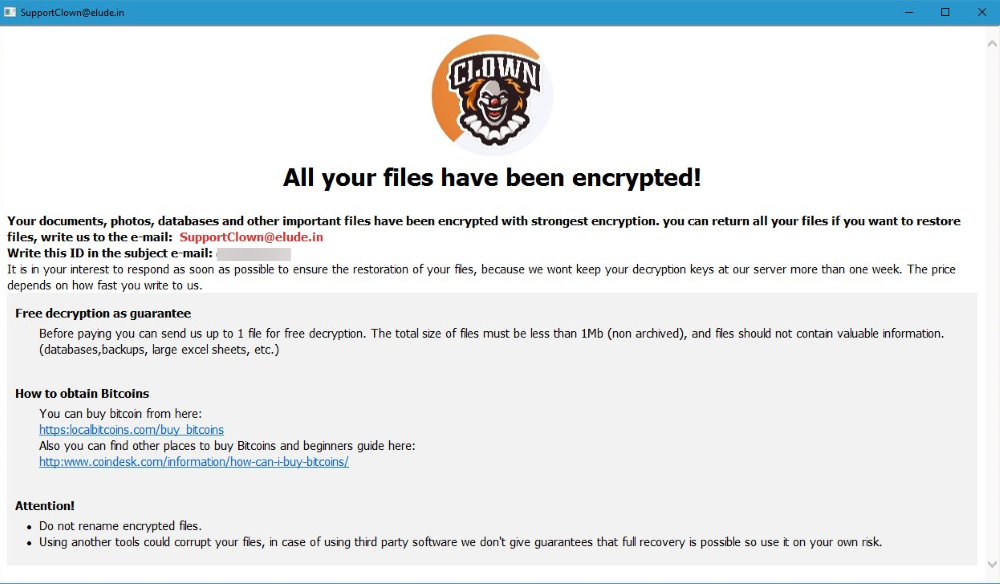 All your files have been encrypted