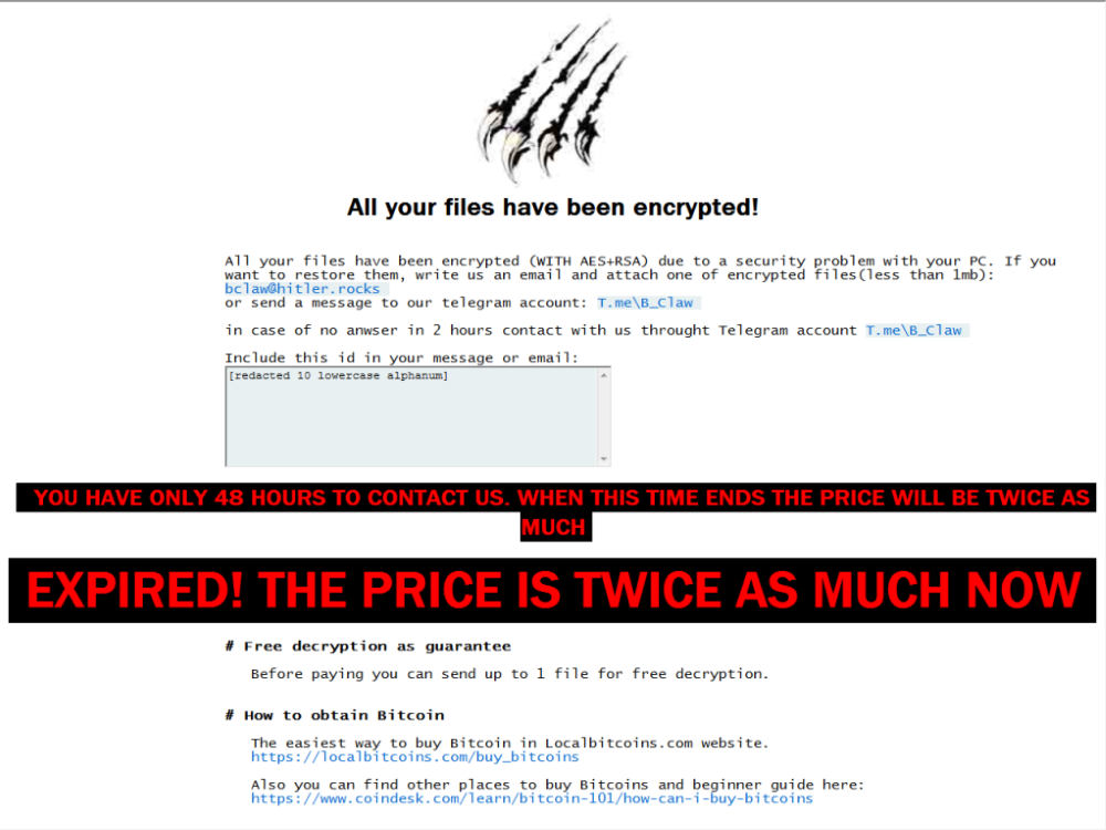 All your files have been encrypted. All your files have been encrypted