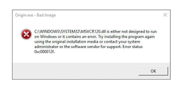 Status ошибка bad. Ошибка 0xc000012f. Bad image