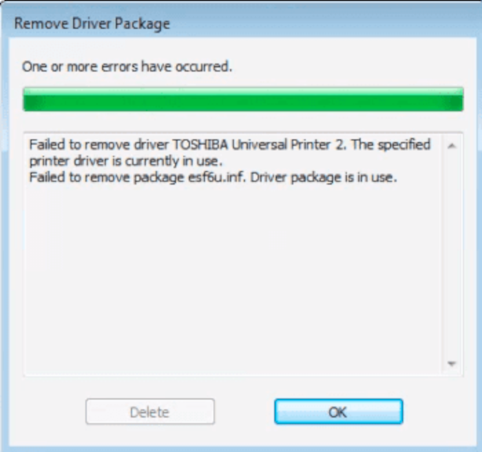 How to fix "The specified printer driver is currently in use" error